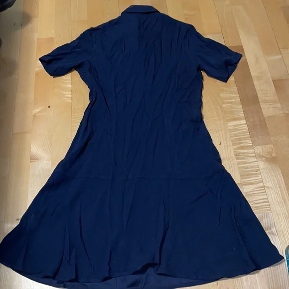 Marchesa Voyage Navy Blue Black Crepe & Lace Dress